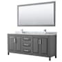 Wyndham Collection Daria 80" Free Standing Double Vanity Set with MDF Cabinet, Marble Vanity Top, 2 Undermount Sinks, and Framed Mirror Dark Gray / White Carrara Marble Top / Polished Chrome Hardware