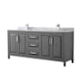 Wyndham Collection Daria 80" Free Standing Double Vanity Set with MDF Cabinet, Marble Vanity Top, and 2 Undermount Sinks Dark Gray / White Carrara Marble Top / Polished Chrome Hardware