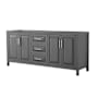 Wyndham Collection Daria 79" Double Free Standing Vanity Cabinet Only - Less Vanity Top Dark Gray / Polished Chrome Hardware