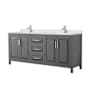 Wyndham Collection Daria 80" Free Standing Double Basin Vanity Set with Cabinet and Quartz Vanity Top Dark Gray / Giotto Quartz Top / Polished Chrome Hardware