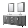Wyndham Collection Daria 80" Free Standing Double Basin Vanity Set with Cabinet, Quartz Vanity Top, and Medicine Cabinet Dark Gray / Giotto Quartz Top / Polished Chrome Hardware