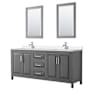 Wyndham Collection Daria 80" Free Standing Double Basin Vanity Set with Cabinet, Quartz Vanity Top, and Framed Mirror Dark Gray / White Quartz Top / Polished Chrome Hardware