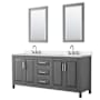 Wyndham Collection Daria 80" Free Standing Double Basin Vanity Set with Cabinet, Quartz Vanity Top, and Framed Mirror Dark Gray / White Quartz Top / Polished Chrome Hardware
