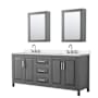 Wyndham Collection Daria 80" Free Standing Double Basin Vanity Set with Cabinet, Quartz Vanity Top, and Medicine Cabinet Dark Gray / White Quartz Top / Polished Chrome Hardware