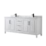 Wyndham Collection Daria 80" Free Standing Double Vanity Set with MDF Cabinet, Marble Vanity Top, and 2 Undermount Sinks White / White Carrara Marble Top / Matte Black Hardware