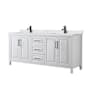 Wyndham Collection Daria 80" Free Standing Double Basin Vanity Set with Cabinet and Quartz Vanity Top White / Giotto Quartz Top / Matte Black Hardware