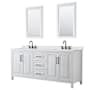 Wyndham Collection Daria 80" Free Standing Double Basin Vanity Set with Cabinet, Quartz Vanity Top, and Framed Mirror White / Giotto Quartz Top / Matte Black Hardware