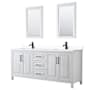 Wyndham Collection Daria 80" Free Standing Double Basin Vanity Set with Cabinet, Cultured Marble Vanity Top, and Framed Mirror White / White Cultured Marble Top / Matte Black Hardware