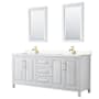 Wyndham Collection Daria 80" Free Standing Double Basin Vanity Set with Cabinet, Cultured Marble Vanity Top, and Framed Mirror White / Carrara Cultured Marble Top / Brushed Gold Hardware