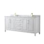 Wyndham Collection Daria 80" Free Standing Double Vanity Set with MDF Cabinet, Marble Vanity Top, and 2 Undermount Sinks White / White Carrara Marble Top / Brushed Gold Hardware
