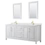 Wyndham Collection Daria 80" Free Standing Double Basin Vanity Set with Cabinet, Quartz Vanity Top, and Framed Mirror White / Giotto Quartz Top / Brushed Gold Hardware