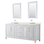 Wyndham Collection Daria 80" Free Standing Double Basin Vanity Set with Cabinet, Quartz Vanity Top, and Framed Mirror White / Giotto Quartz Top / Brushed Gold Hardware