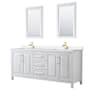 Wyndham Collection Daria 80" Free Standing Double Basin Vanity Set with Cabinet, Quartz Vanity Top, and Framed Mirror White / White Quartz Top / Brushed Gold Hardware