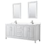 Wyndham Collection Daria 80" Free Standing Double Basin Vanity Set with Cabinet, Cultured Marble Vanity Top, and Framed Mirror White / Carrara Cultured Marble Top / Polished Chrome Hardware