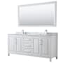 Wyndham Collection Daria 80" Free Standing Double Vanity Set with MDF Cabinet, Marble Vanity Top, 2 Undermount Sinks, and Framed Mirror White / White Carrara Marble Top / Polished Chrome Hardware