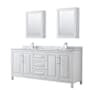 Wyndham Collection Daria 80" Free Standing Double Vanity Set with MDF Cabinet, Marble Vanity Top, 2 Undermount Sinks, and 2 Medicine Cabinets White / White Carrara Marble Top / Polished Chrome Hardware