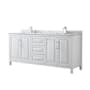 Wyndham Collection Daria 80" Free Standing Double Vanity Set with MDF Cabinet, Marble Vanity Top, and 2 Undermount Sinks White / White Carrara Marble Top / Polished Chrome Hardware