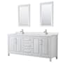 Wyndham Collection Daria 80" Free Standing Double Basin Vanity Set with Cabinet, Quartz Vanity Top, and Framed Mirror White / Giotto Quartz Top / Polished Chrome Hardware