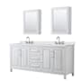 Wyndham Collection Daria 80" Free Standing Double Basin Vanity Set with Cabinet, Quartz Vanity Top, and Medicine Cabinet White / Giotto Quartz Top / Polished Chrome Hardware