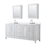 Wyndham Collection Daria 80" Free Standing Double Basin Vanity Set with Cabinet, Quartz Vanity Top, and Medicine Cabinet White / White Quartz Top / Polished Chrome Hardware