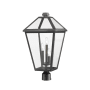 Z-Lite Talbot 3 Light 24" Tall Outdoor Single Head Post Light Black
