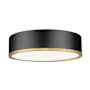 Z-Lite Bradley 16" Wide Flush Mount Drum Ceiling Fixture Matte Black / Modern Gold
