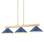 Z-Lite Cobalt 3 Light 50" Wide Linear Pendant with Navy Blue Shades Modern Gold