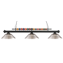 Z-Lite Shark 3 Light Billiard Chandelier with Nickel Metal Shades Matte Black
