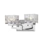 Z-Lite Rubicon 2 Light 14" Wide Vanity Light with Textured Glass and 3000K LED Bulbs Chrome / Clear