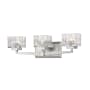 Z-Lite Rubicon 3 Light 22" Wide Vanity Light with Textured Glass and 3000K LED Bulbs Brushed Nickel / Clear