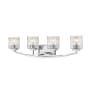 Z-Lite Zaid 4 Light 32" Wide Vanity Light with Clear Chisel Glass Shades Chrome