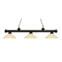 Z-Lite Riviera 3 Light 57" Wide Billiard Multi Light Pendant with Golden Mottle Glass Shade Bronze