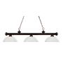 Z-Lite Riviera 3 Light 57" Wide Billiard Multi Light Pendant with White Linen Patterned/Etched Glass Shade Bronze