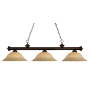 Z-Lite Riviera 3 Light 59" Wide Billiard Multi Light Pendant with Golden Mottle Glass Shade Bronze