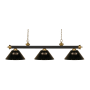 Z-Lite Riviera 3 Light 57" Wide Billiard Multi Light Pendant with Black Synthetic Shade Bronze / Satin Gold