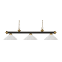 Z-Lite Riviera 3 Light 57" Wide Billiard Multi Light Pendant with White Linen Patterned/Etched Glass Shade Bronze / Satin Gold