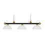 Z-Lite Riviera 3 Light 57" Wide Billiard Multi Light Pendant with White Linen Patterned/Etched Glass Shade Bronze / Satin Gold