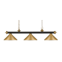 Z-Lite Riviera 3 Light 57" Wide Billiard Multi Light Pendant with Satin Gold Metal Shade Bronze / Satin Gold