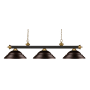Z-Lite Riviera 3 Light 59" Wide Billiard Multi Light Pendant with Bronze Metal Shade Bronze / Satin Gold