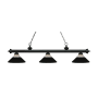 Z-Lite Riviera 3 Light Island/Billiard Chandelier with Clear Ribbed Glass and Matte Black Glass and Metal Shade Matte Black