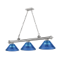 Z-Lite Cordon 3 Light 14" Wide Billiard Chandelier with Dark Blue Shades Brushed Nickel / Dark Blue