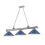 Z-Lite Cordon 3 Light 58" Wide Billiard Chandelier with Navy Blue Shades Brushed Nickel / Navy Blue