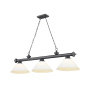 Z-Lite Cordon 3 Light 14" Wide Billiard Chandelier with Matte Opal Shades Bronze Plated / Matte Opal