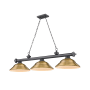 Z-Lite Cordon 3 Light 16" Wide Billiard Chandelier with Rubbed Brass Shades Bronze Plated / Rubbed Brass