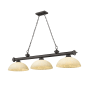 Z-Lite Cordon 3 Light 14" Wide Billiard Chandelier with Golden Mottle Shades Bronze / Golden Mottle