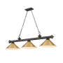 Z-Lite Cordon 3 Light 14" Wide Billiard Chandelier with Rubbed Brass Shades Bronze / Rubbed Brass