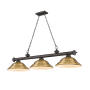 Z-Lite Cordon 3 Light 16" Wide Billiard Chandelier with Rubbed Brass Shades Bronze / Rubbed Brass