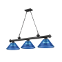 Z-Lite Cordon 3 Light 14" Wide Billiard Chandelier with Dark Blue Shades Matte Black / Dark Blue