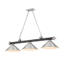 Z-Lite Cordon 3 Light 14" Wide Billiard Chandelier with Brushed Nickel Shades Matte Black / Brushed Nickel / Brushed Nickel