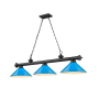 Z-Lite Cordon 3 Light 16" Wide Billiard Chandelier with Electric Blue Shades Matte Black / Electric Blue